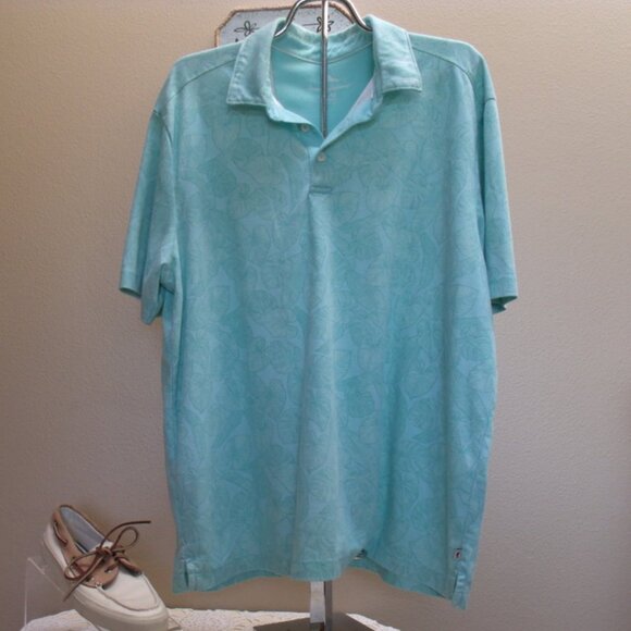 Tommy Bahama Other - Like New TOMMY BAHAMA Aqua Blue Leaf Print Breathable Lightweight Knit Shirt XL